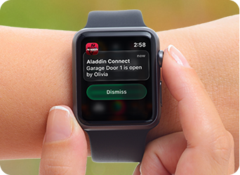 Aladdin Connect app on a smartwatch